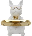 SCULPTURE BULLDOG BLANC VIDE POCHE 21 CM
