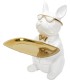 SCULPTURE BULLDOG BLANC VIDE POCHE 21 CM