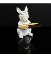 Vide-poche Sculpture Bulldog 🐶 blanc 21 cm finition dorée