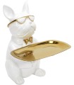 SCULPTURE BULLDOG BLANC VIDE POCHE 21 CM