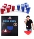 Jeu à boire bière pong avec verres rouges et bleus, format compact
