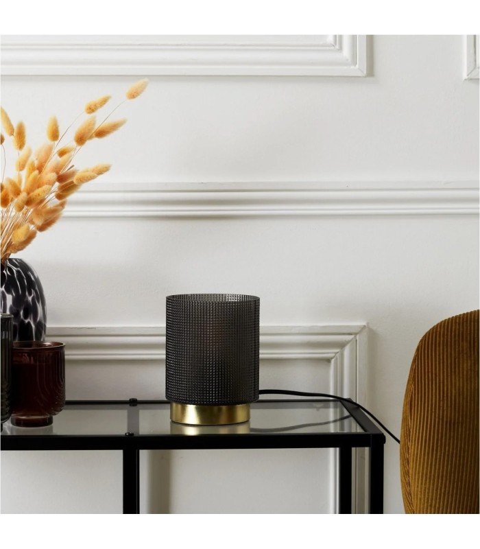 LAMPE A POSER VERRE EMBOSSE NOIR