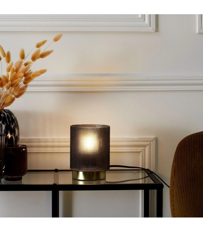 Lampe à poser noire 💡 | verre embossé, effet haut de gamme