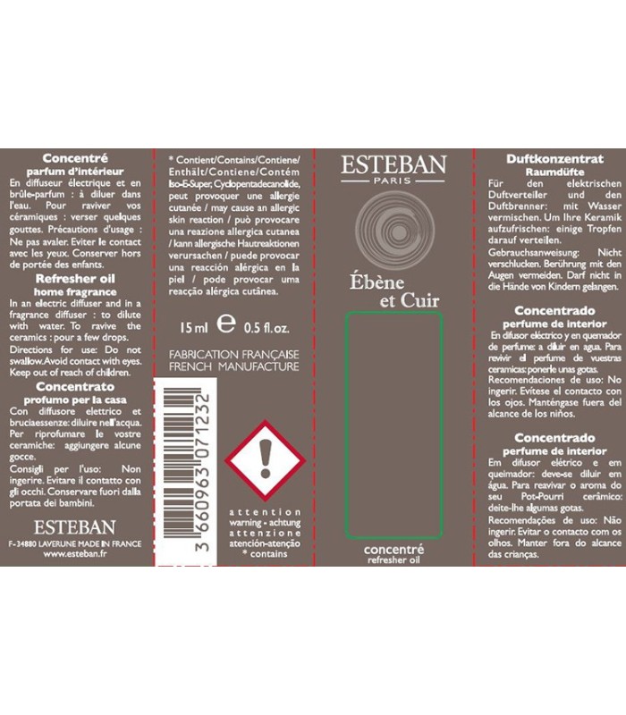 Concentré de parfum Ebène et Cuir, Esteban