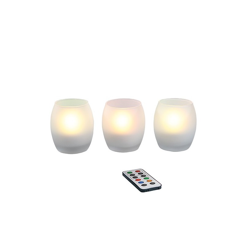 Set de 3 photophores en verre à led télécommandé