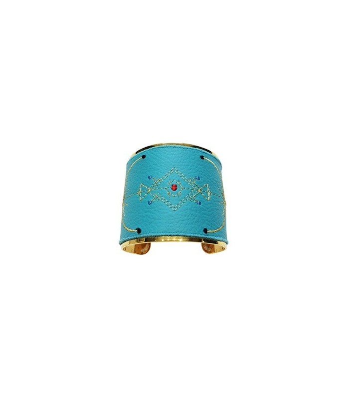 Custom turquoise large broderie berbère