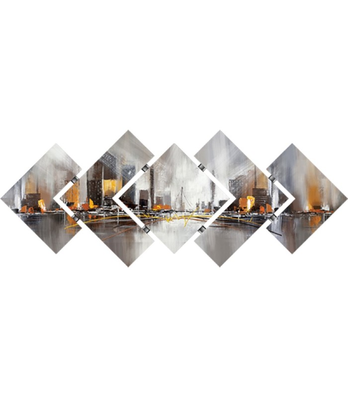 Toile déstructurée 75 x 189 grisée-ocre