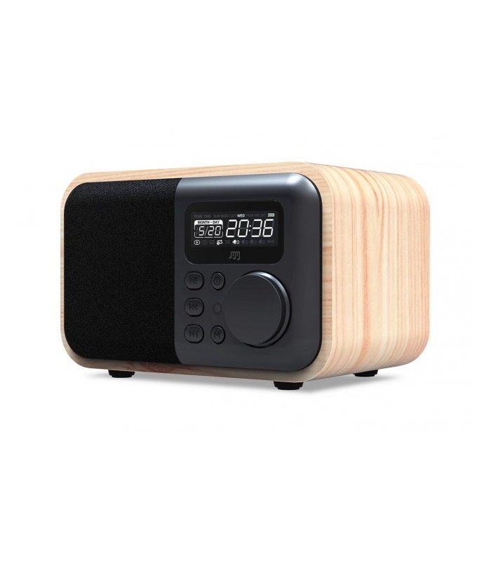 Enceinte Bluetooth radio réveil en bois