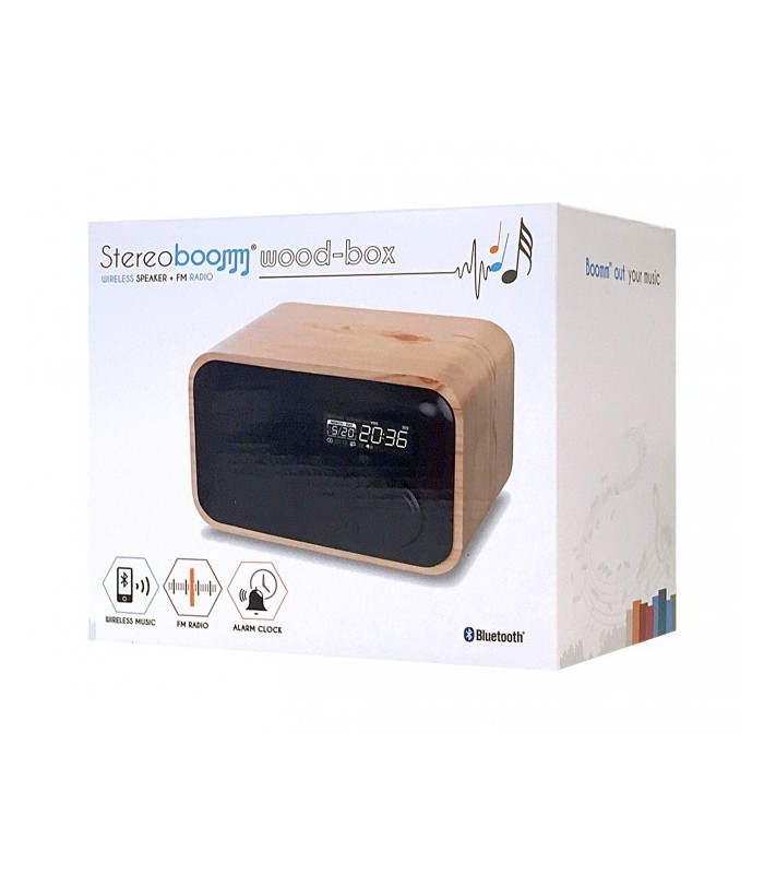 Enceinte Bluetooth radio réveil en bois