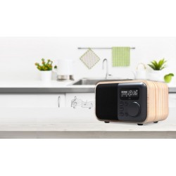 Enceinte Bluetooth radio réveil en bois