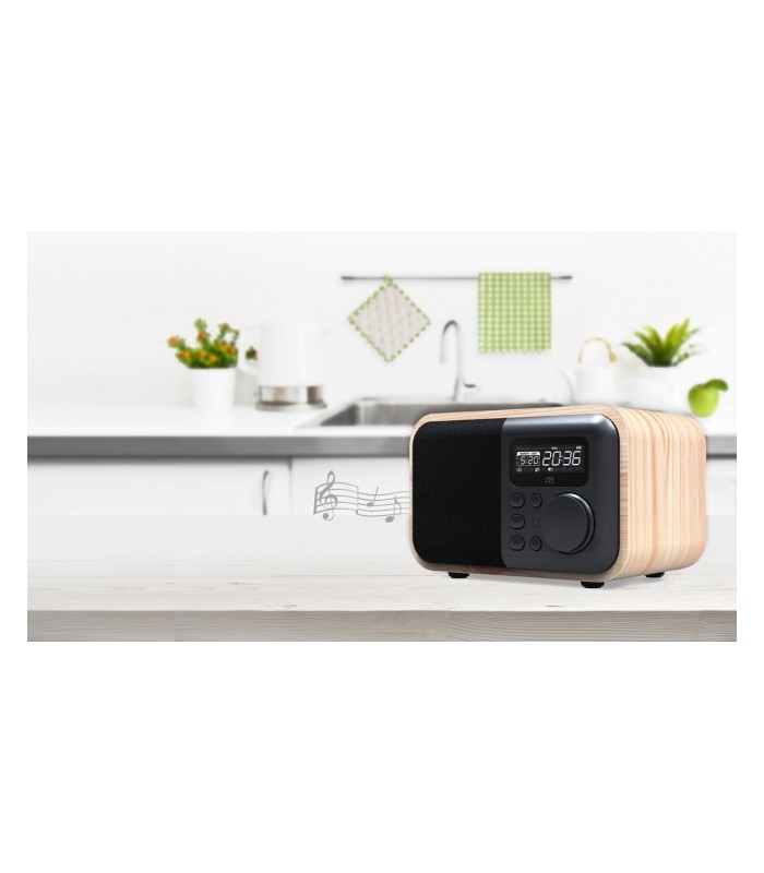 Enceinte Bluetooth radio réveil en bois
