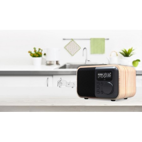 Enceinte Bluetooth radio réveil en bois