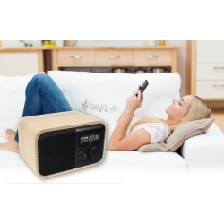 Enceinte Bluetooth radio réveil en bois
