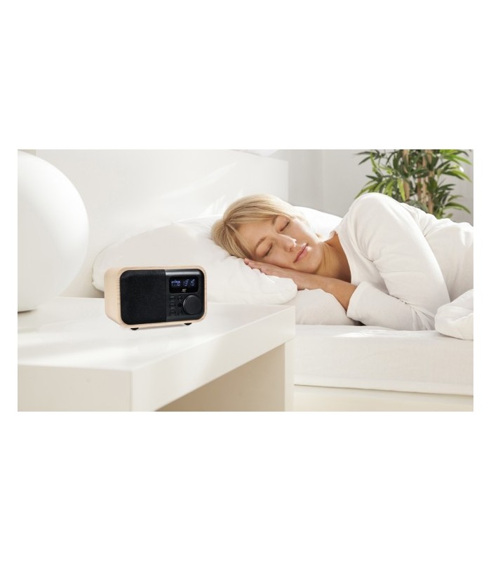 Enceinte Bluetooth radio réveil en bois