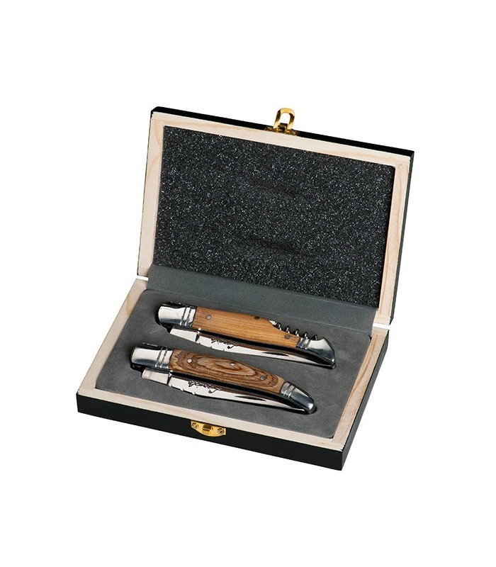Coffret en bois 2 couteaux Laguiole