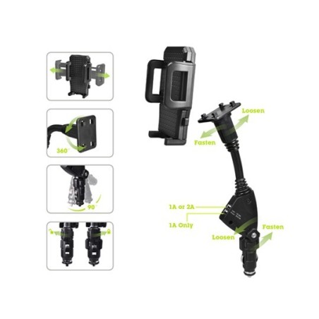 Support chargeur voiture universel 2 USB