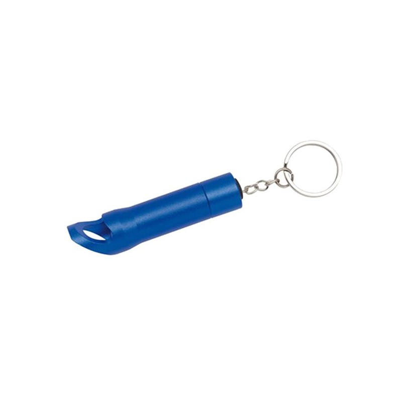 Porte clés lampe torche et décapsuleur bleu