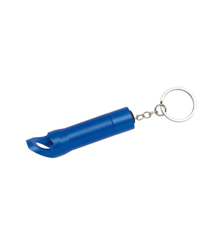 Porte clés lampe torche et décapsuleur bleu