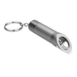 Porte clés lampe torche et décapsuleur gris