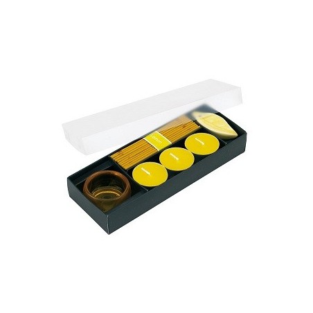 Set bougies encens jaune parfum citron