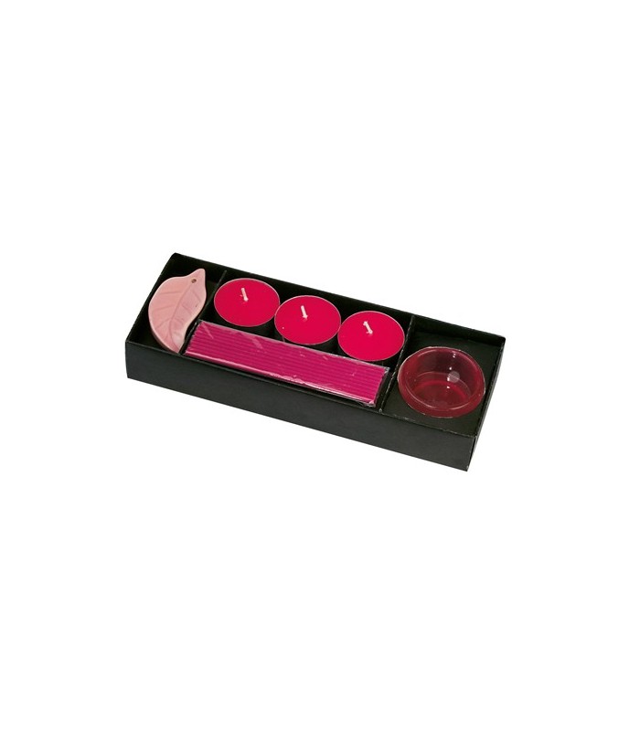 Set bougies encens rouge parfum fraise