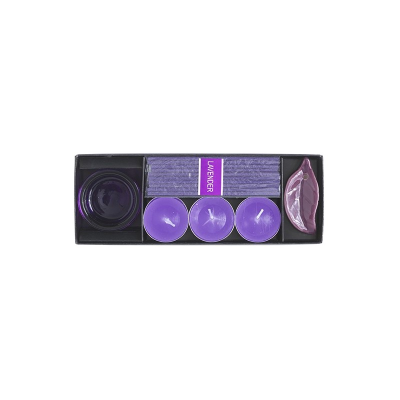 Set bougies encens violet parfum lavande