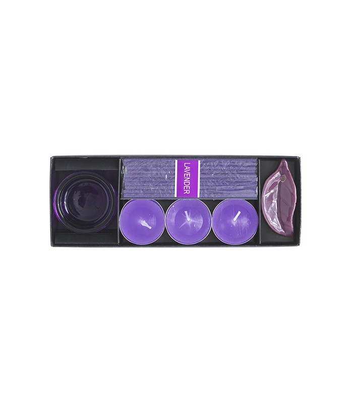 Set bougies encens violet parfum lavande