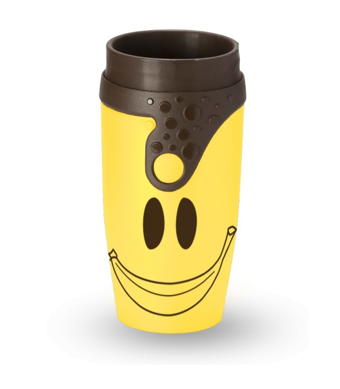 Mug étanche jaune et marron Twizz Smile de Néolid