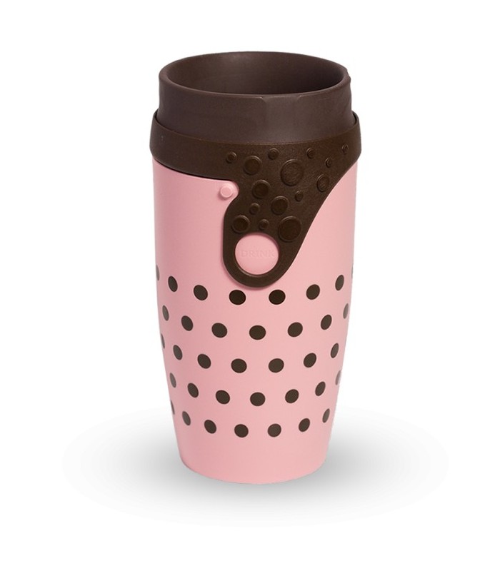 Mug étanche rose à pois marron Nina