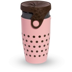 Mug étanche rose à pois marron Nina