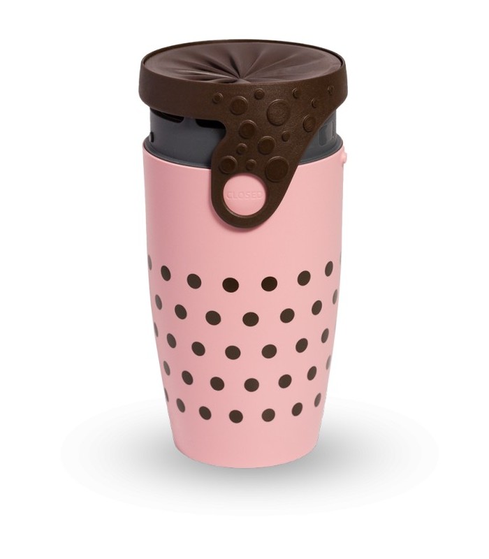 Mug étanche rose à pois marron Nina