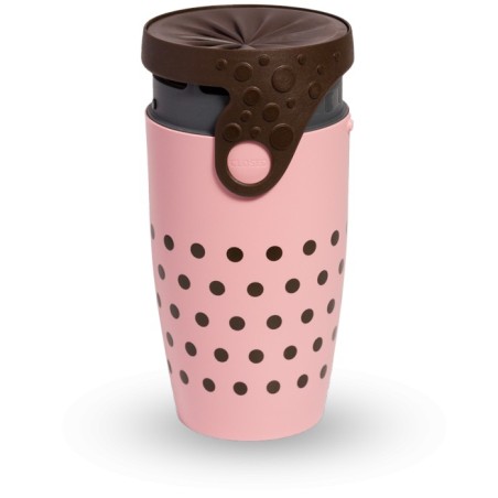 Mug étanche rose à pois marron Nina