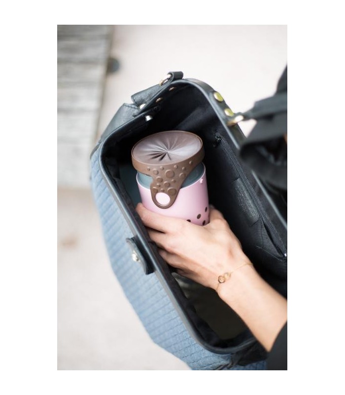 Mug étanche rose à pois marron Nina