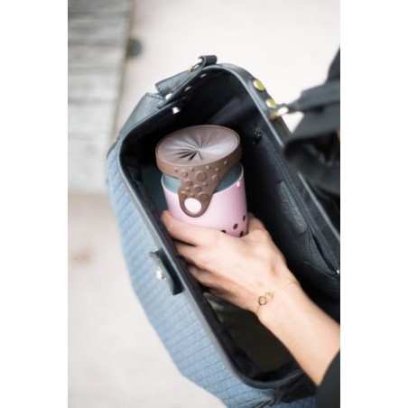 Mug étanche rose à pois marron Nina