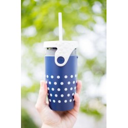 Mug étanche bleu nuit à pois blanc Polka