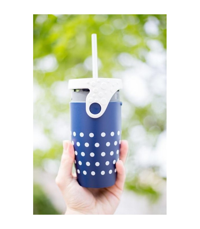 Mug étanche bleu nuit à pois blanc Polka