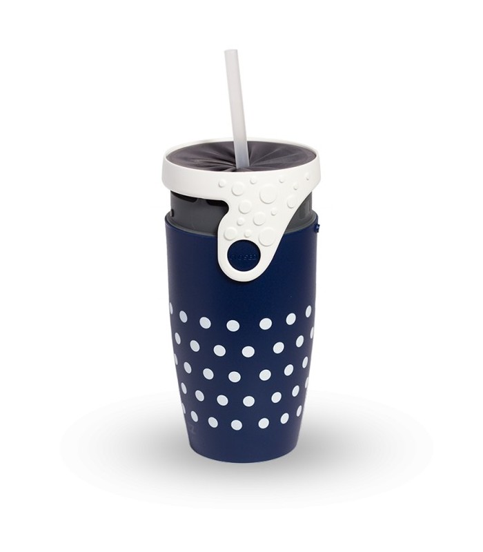 Mug étanche bleu nuit à pois blanc Twizz Polka de Néolid