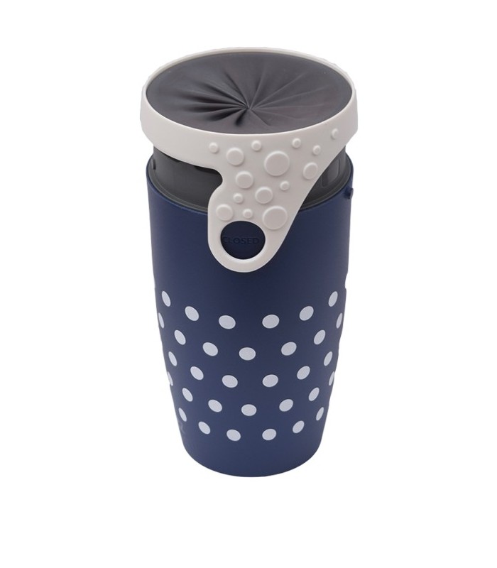 Mug étanche bleu nuit à pois blanc Twizz Polka de Néolid