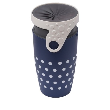 Mug étanche bleu nuit à pois blanc Polka
