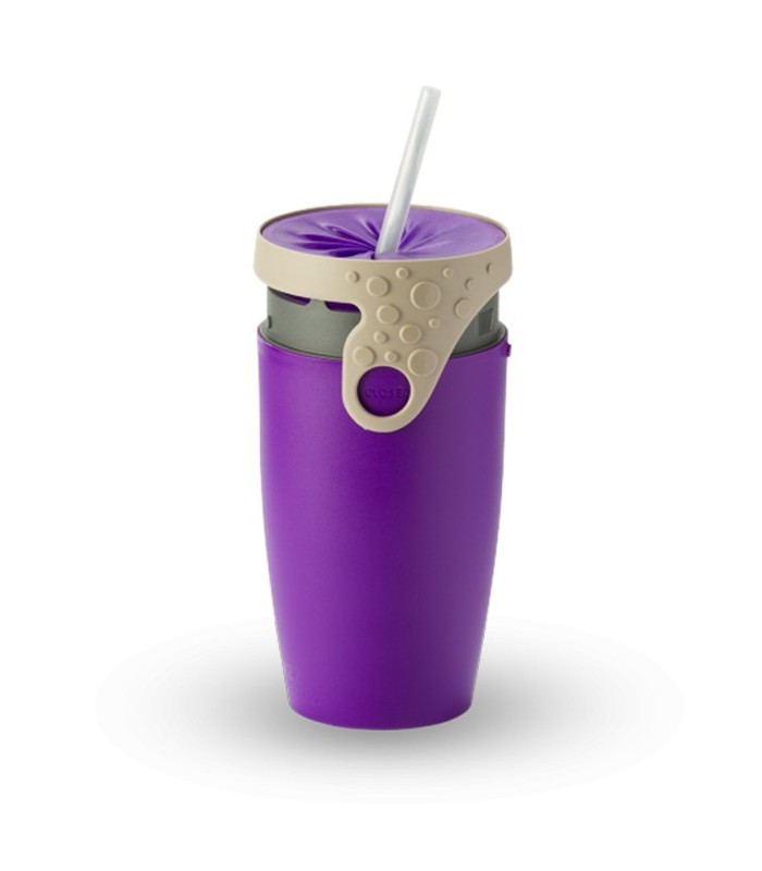 Mug étanche violet et gris Twizz Robin de Néolid