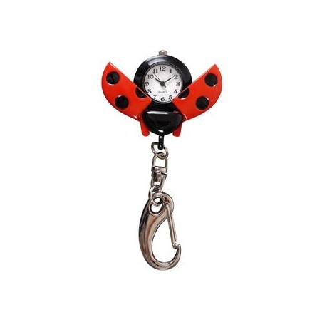 Porte-clés horloge coccinelle