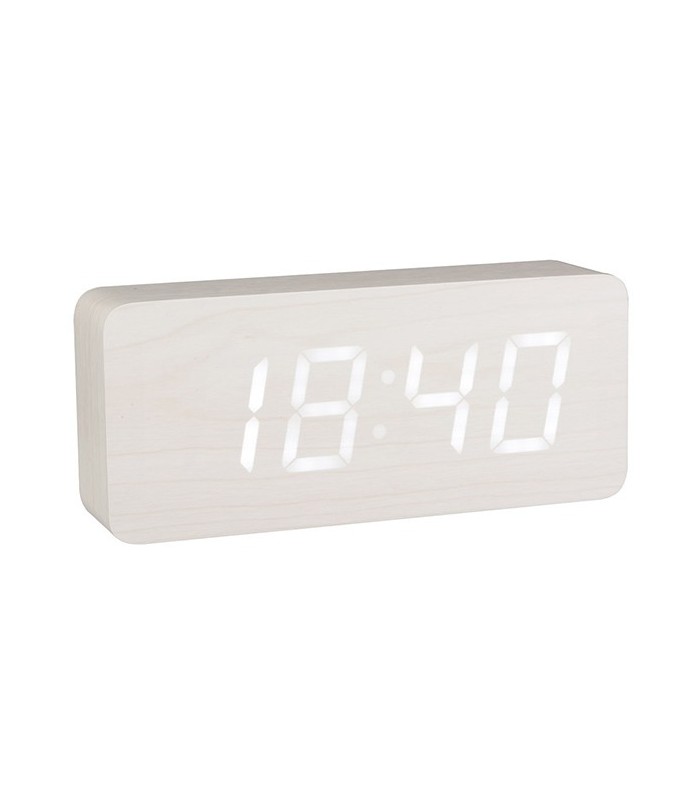 Réveil lumineux Led bois blanc
