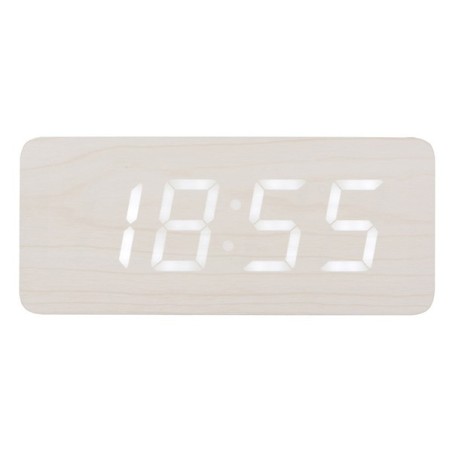 Réveil lumineux Led bois blanc