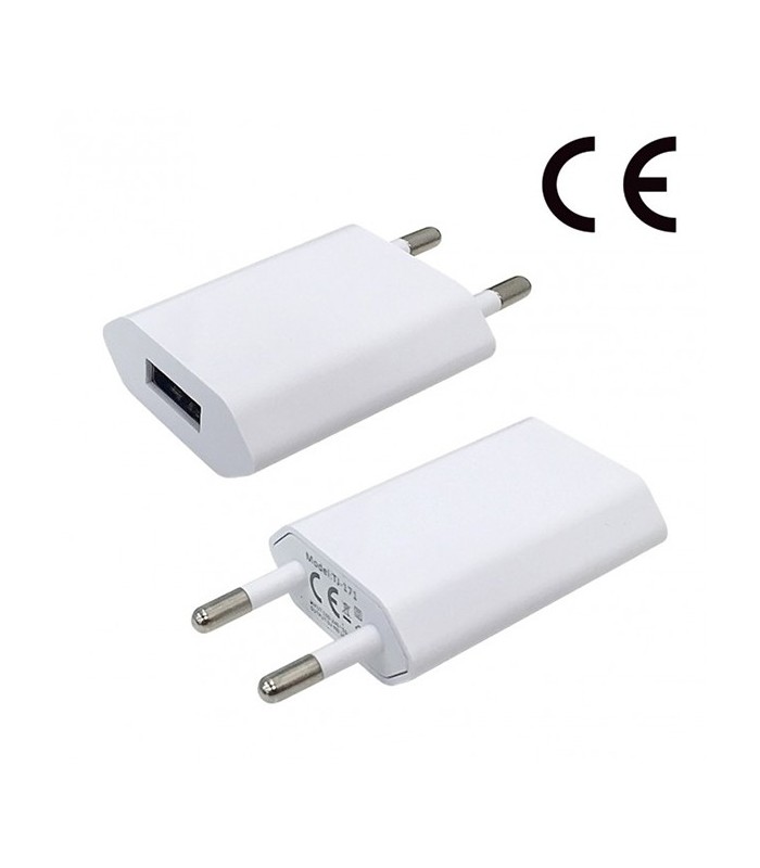 Chargeur secteur avec entrée USB, blanc