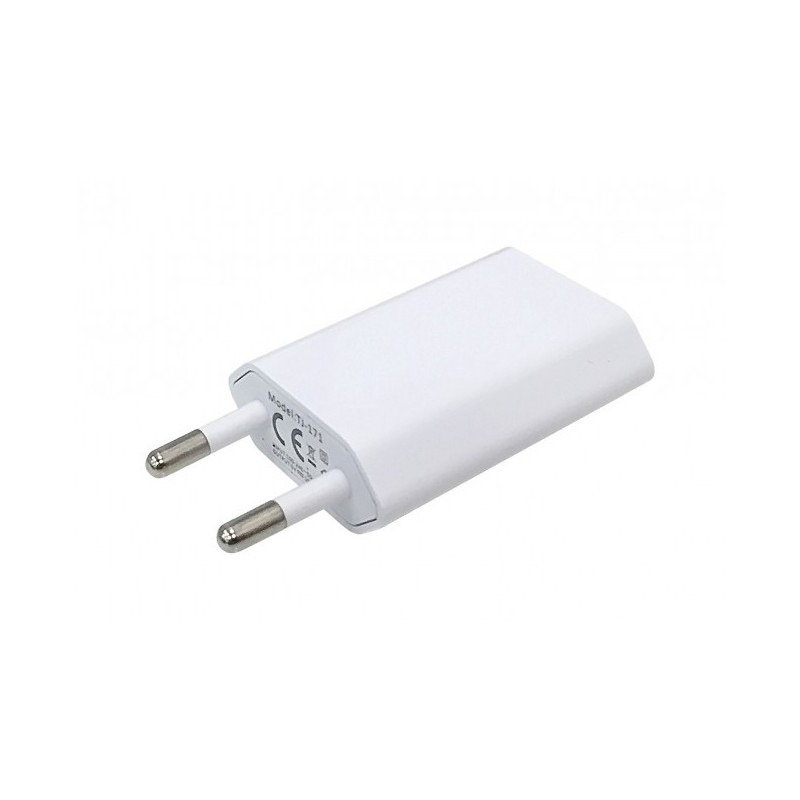 Chargeur secteur avec entrée USB, blanc