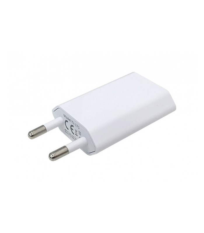 Chargeur secteur avec entrée USB, blanc