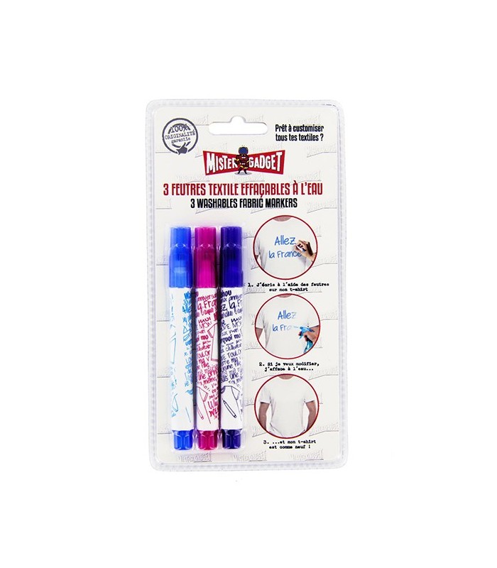 Set de 3 stylos effaçables pour vêtement, bleu rose et violet