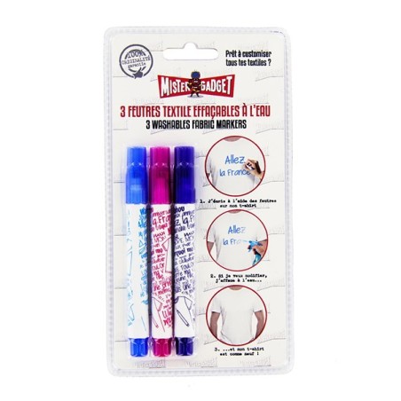 Set de 3 stylos effaçables pour vêtement, bleu rose et violet