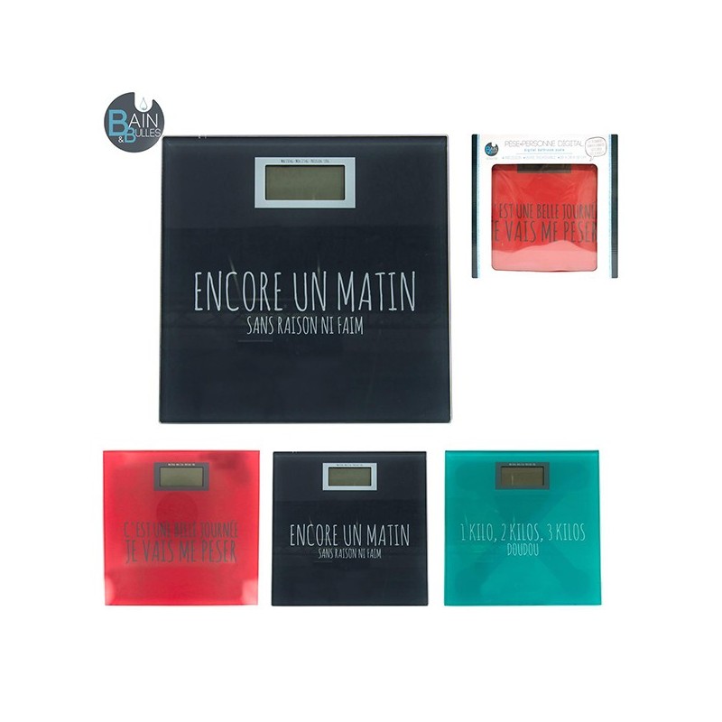 Pèse-personne digital 'Encore un matin' noir