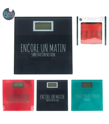 Pèse-personne digital 'Encore un matin' noir
